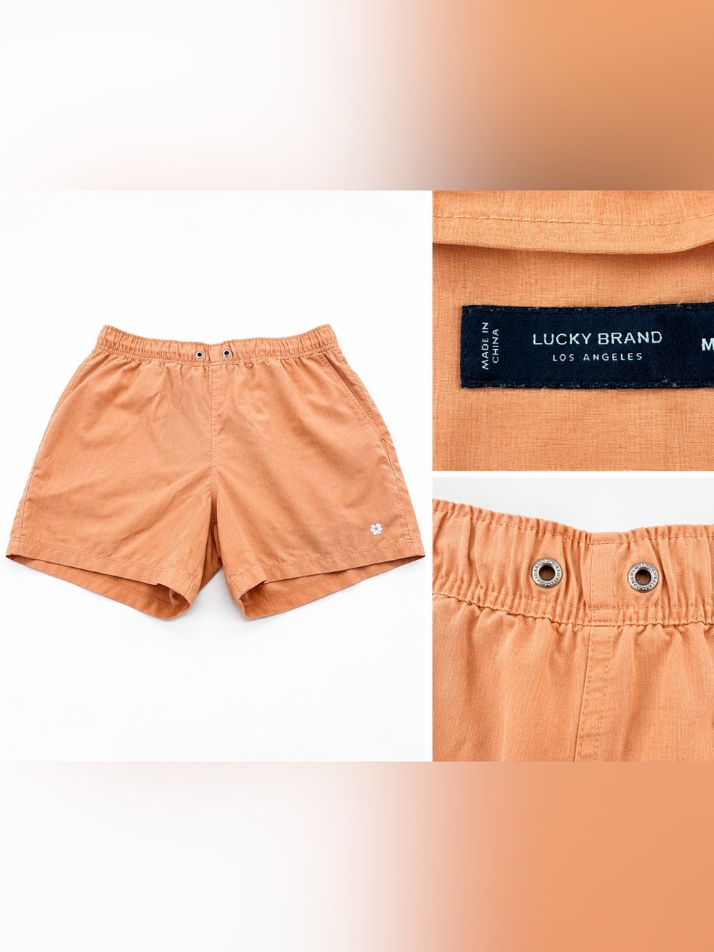 Lucky Brand Men's Orange Elastic-Waist Shorts